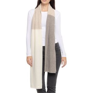Tahari 100% Cashmere Cream and Gray Women's Scarf